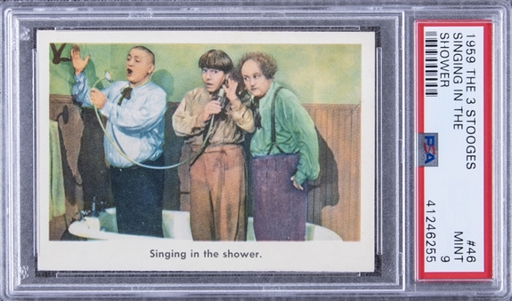 1959 Fleer "Three Stooges" #46 "Singing In The Shower." – PSA MINT 9